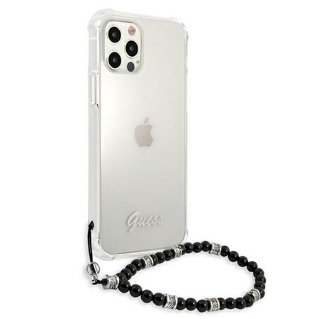 Guess fekete gyöngyház szíj - iPhone 12 Pro Max tok (átlátszó)