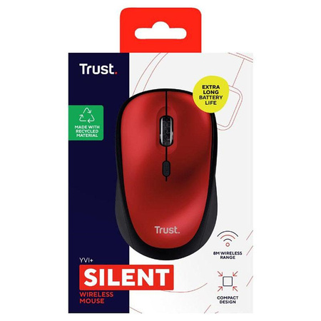 Trust Yvi+ - Kabellose optische Maus 1600 DPI ECO (Rot)