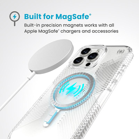 Speck Presidio Perfect-Clear Grip MagSafe - iPhone 16 Pro Max Case (Clear / Chrome Finish / Serene Silver)