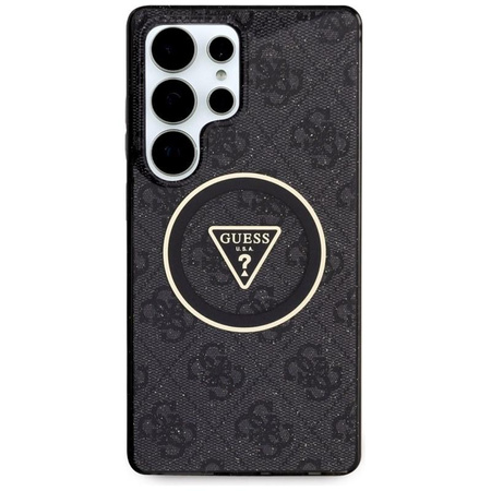 Guess 4G Glitter Triangle Buttons MagSafe - tok Samsung Galaxy S25 Ultra (fekete)