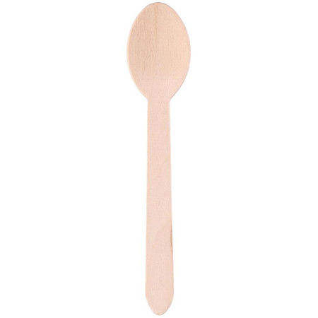 DREWNIANE ŁYŻKI JEDNORAZOWE, Alpina, Zestaw, 16 cm, 50 szt.