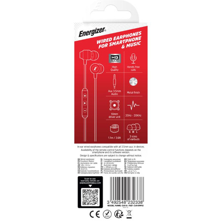 Energizer Classic CIA10 - 3.5 mm jack wired headphones (White)