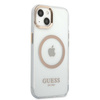 Guess Metal Outline Magsafe - pouzdro pro iPhone 13 (průhledné / zlaté)
