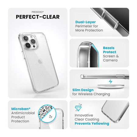 Speck Presidio Perfect-Clear - iPhone 15 Pro Max Case (Clear)