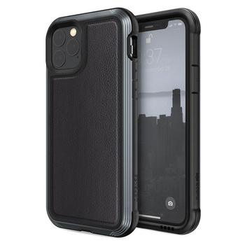 X-Doria Defense Lux - Hliníkové pouzdro pro iPhone 11 Pro (pádový test 3 m) (černá kůže)