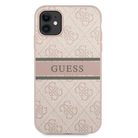 Guess 4G Printed Stripe - Coque pour iPhone 11 (rose)
