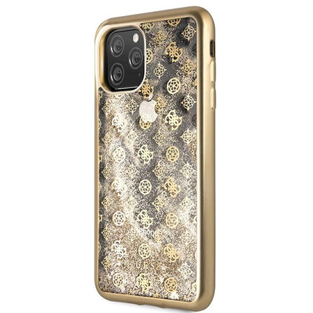 Guess 4G Peony Liquid Glitter - Coque iPhone 11 Pro Max (Or)
