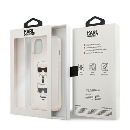 Karl Lagerfeld Glitter Karl & Choupette Head - étui pour iPhone 13 mini (or)