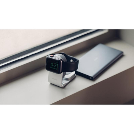 Moshi Flekto - MFi faltbares Ladegerät für Apple Watch mit USB-Kabel (silber)