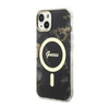 Guess Golden Marble MagSafe - Coque pour iPhone 14 Plus (Noir)