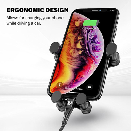 Crong Gravity Auto-Lock Car Holder - Gravity Car Holder for phone 4.7"-6.5" (black)