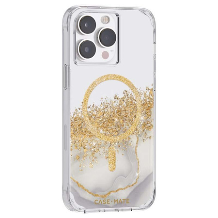 Case-Mate Karat MagSafe - Etui iPhone 14 Pro Max zdobione złotem (Marble)