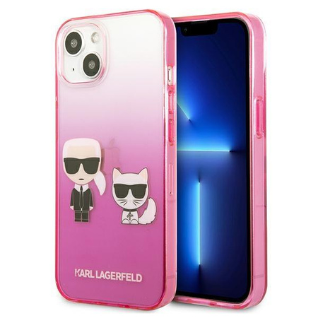 Karl Lagerfeld Gradient Ikonik Karl & Choupette - iPhone 13 tok (rózsaszín)