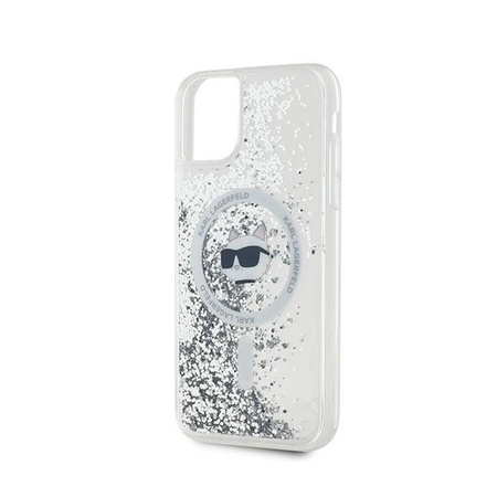 Karl Lagerfeld Liquid Glitter Choupette Head MagSafe - pouzdro pro iPhone 11 (průhledné)