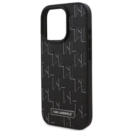 Karl Lagerfeld Leather Monogram Metal Logo MagSafe - Pouzdro pro iPhone 16 Pro Max (černé)