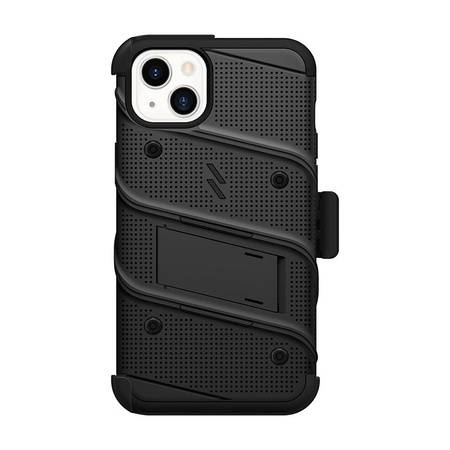 ZIZO BOLT Series - Coque blindée pour iPhone 14 Plus avec écran en verre 9H + étui avec support (noir)
