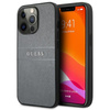 Guess Saffiano Metal Logo Stripes - Coque iPhone 13 Pro (gris)