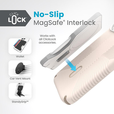 Speck Presidio2 Grip ClickLock & MagSafe - iPhone 16e / iPhone 15 / iPhone 14 / iPhone 13 tok (fehérített csont / örökség arany / mogyoróbarna)