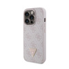 Guess bőr 4G Triangle Strass - iPhone 15 Pro tok (rózsaszín)