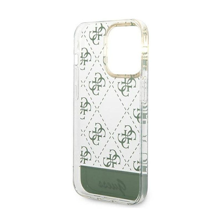 Guess 4G Stripe Script Logo Galvanizált minta - iPhone 14 Pro Max tok (khaki)