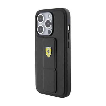 Ferrari Grip Stand Metal Logo - iPhone 15 Pro Case (black)