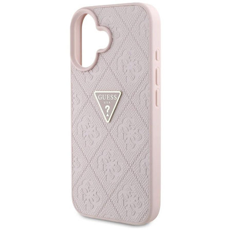 Pouzdro Guess Hot Stamp 4G Pattern Triangle Metal Logo - iPhone 16 (růžové)