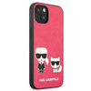 Karl Lagerfeld PU-Leder mit Karl & Choupette-Prägung - iPhone 13 Tasche (fuchsia)