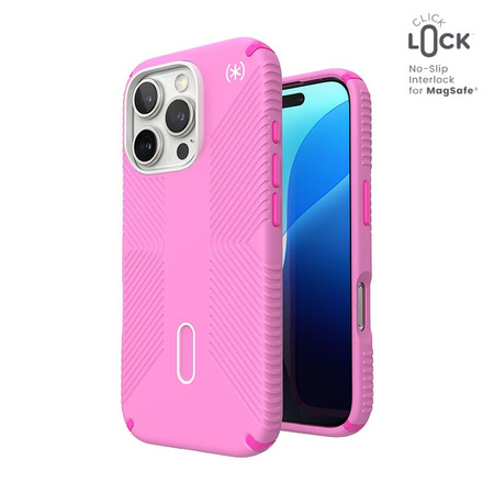 Speck Presidio2 Grip ClickLock & MagSafe - iPhone 16 Pro Case (True Pink / Shocking Pink / White)