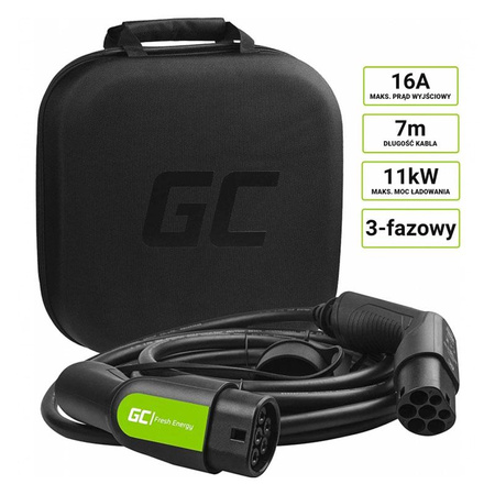 Green Cell - GC EV Type 2 11kW 7m kábel Tesla Model 3 / S / X, Leaf, ZOE, i3, ID, Leaf, ZOE, i3, ID töltéséhez.3, I-Pace, E-Tron, Kona, Ioniq