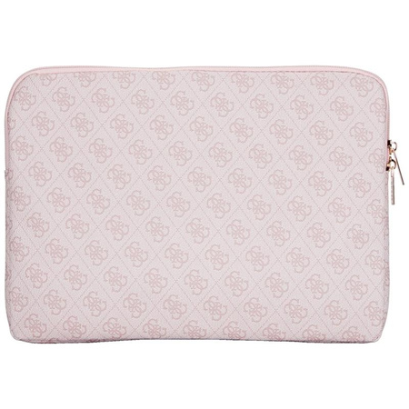 Pouzdro na notebook Guess 4G Zipper Pocket Triangle Logo Sleeve - 14" (růžové)