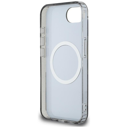 Guess IML Metal Glitter Flowers Triangle MagSafe - Case for iPhone 16e (black)