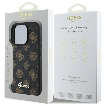 Guess Peony Script MagSafe - Étui pour iPhone 16 Pro Max (noir)