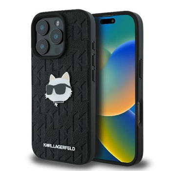 Karl Lagerfeld Monogram Choupette Head Pin - pouzdro pro iPhone 16 Pro Max (černé)