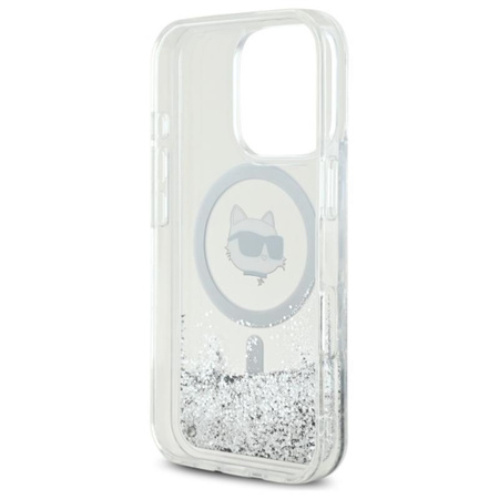 Karl Lagerfeld Liquid Glitter Choupette Head MagSafe - iPhone 16 Pro tok (átlátszó)
