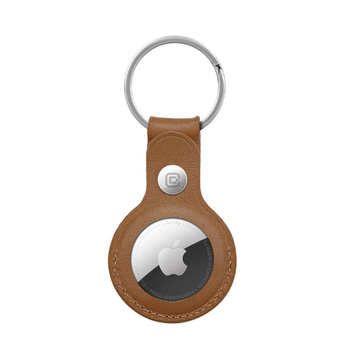 Crong Ledertasche mit Schlüsselanhänger - Schlüsselanhänger aus Leder für Apple AirTag (braun)