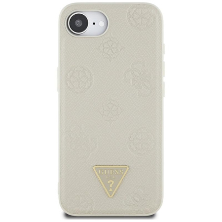 Guess Grained Hot Stamp Peony Triangle Logo MagSafe - Hülle für iPhone 16e (beige)