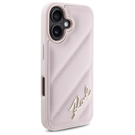 Karl Lagerfeld Quilted Signature - iPhone 16 Case (pink)