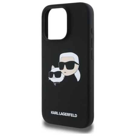 Karl Lagerfeld Silikonové pouzdro MagSafe s potiskem dvou hlav - iPhone 16 Pro Max (černé)