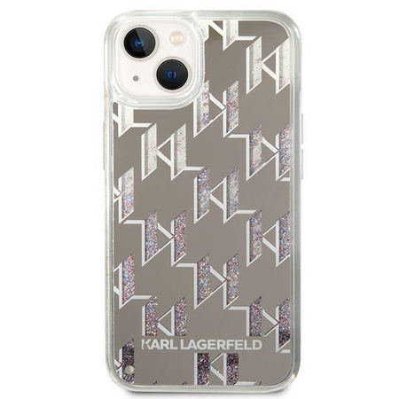 Karl Lagerfeld Monogram Liquid Glitter - Hülle für iPhone 14 (Silber)