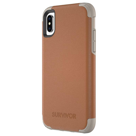 Griffin Survivor Prime Leder - Gepanzerte Hülle für iPhone X (braun)