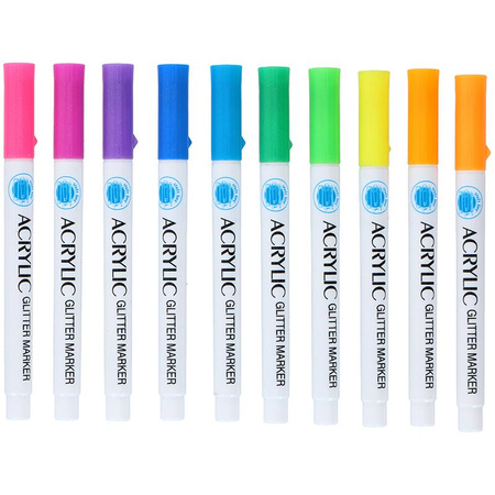 Craft - Set de marqueurs / stylos acryliques, 10 pièces. (paillettes)