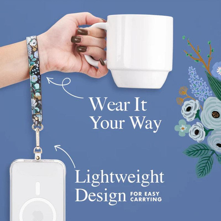 Rifle Paper Phone Wristlet - Universal phone lanyard (Garden Party Blue)