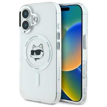 Karl Lagerfeld IML Metal Choupette Head MagSafe - pouzdro pro iPhone 16 Plus (bílé)