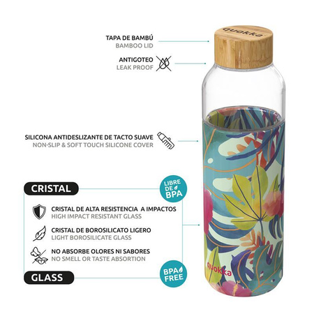 Quokka Flow - Bouteille d'eau en verre 660 ml (Tropical)