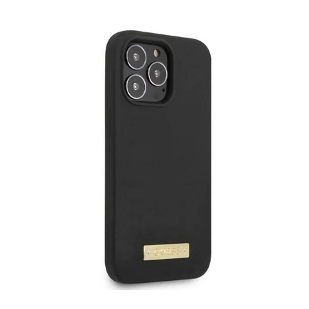 Guess Silicone Logo Plate MagSafe - pouzdro pro iPhone 13 Pro Max (černé)