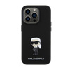 Karl Lagerfeld Silicone Ikonik Metal Pin - iPhone 15 Pro Max Tasche (Schwarz)