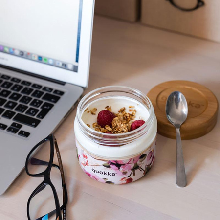 Quokka Deli Food Jar - Lebensmittelbehälter aus Glas / Lunchbox 500 ml (Dark Flowers)