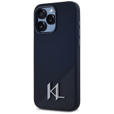 Karl Lagerfeld Silicone Shadow Metal Initial MagSafe - Hülle für iPhone 15 Pro Max (schwarz)