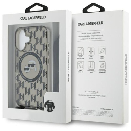 Karl Lagerfeld IML Crossbody Monogram Karl & Choupette Head MagSafe - iPhone 16 Case (black)