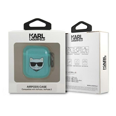 Karl Lagerfeld Choupette Head - Etui Airpods (fluo niebieski)
